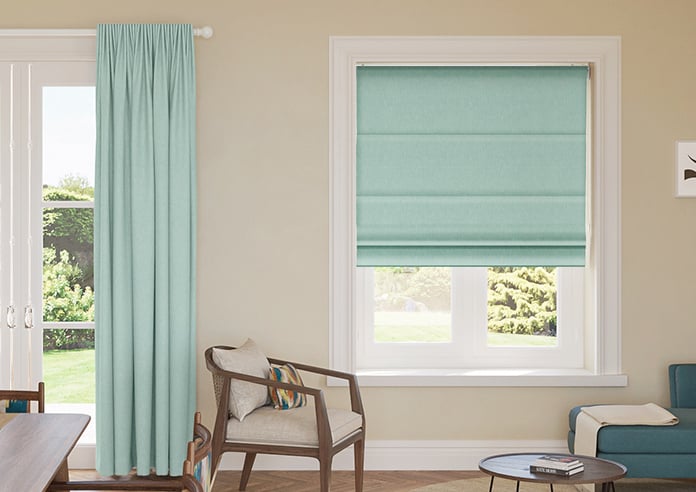 Delicate Chevron, Turquoise - Motorised Roman Blind - Image 3